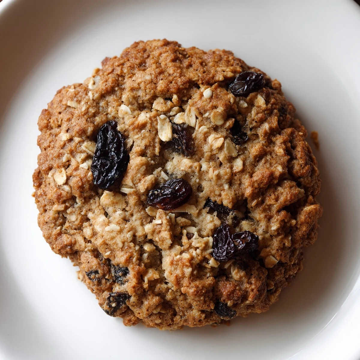 Freshly baked chewy oatmeal raisin cookies, ready to be enjoyed with a cold glass of milk.