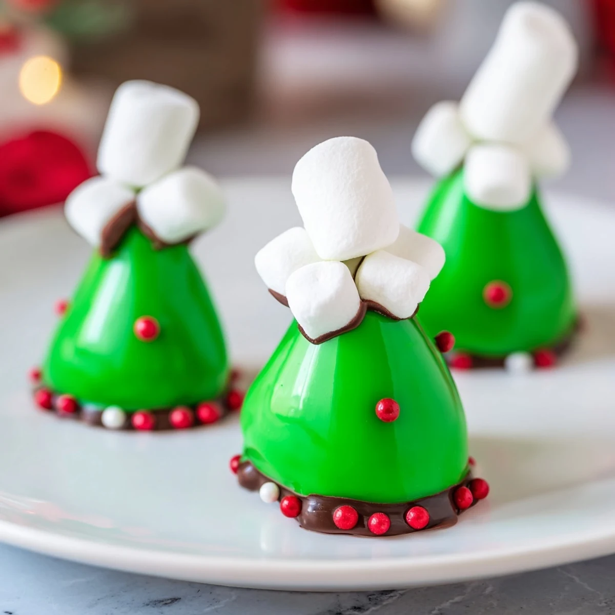 Festive Elf Hat Chocolate Dipped Strawberries, green and white, ready for the holidays and party platters.
