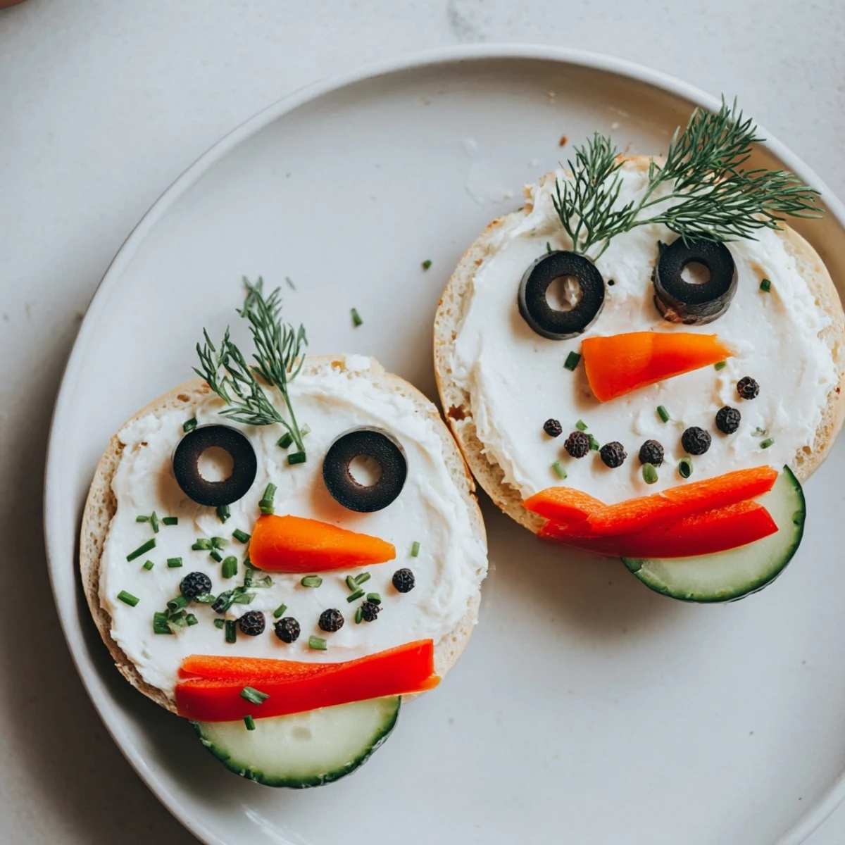 Snowman Mini Bagel Sandwiches