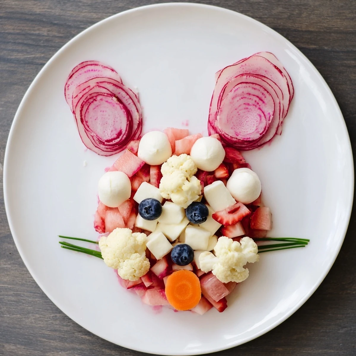 Easter Bunny Silhouette party platter: This colorful, gluten-free vegetarian meal is ready to serve and enjoy.