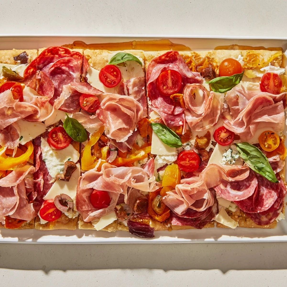 Rustic flatbread rafts appetizer