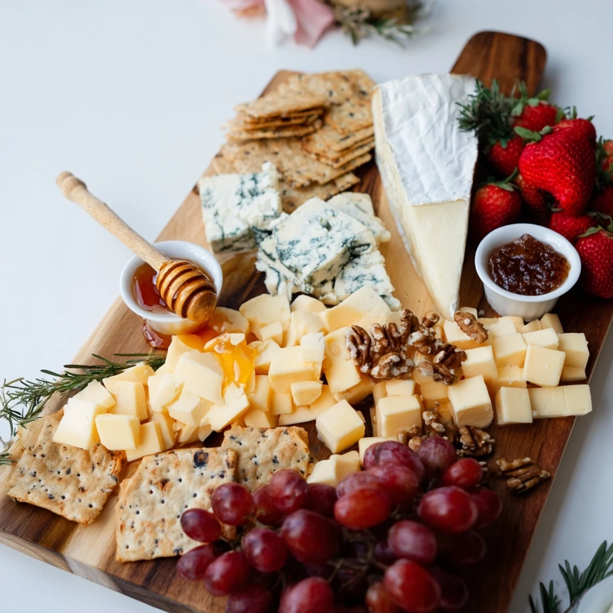 A luscious Waterfall Edge Grazing Board with cascading fruits, cheeses and meats, ready for snacking.