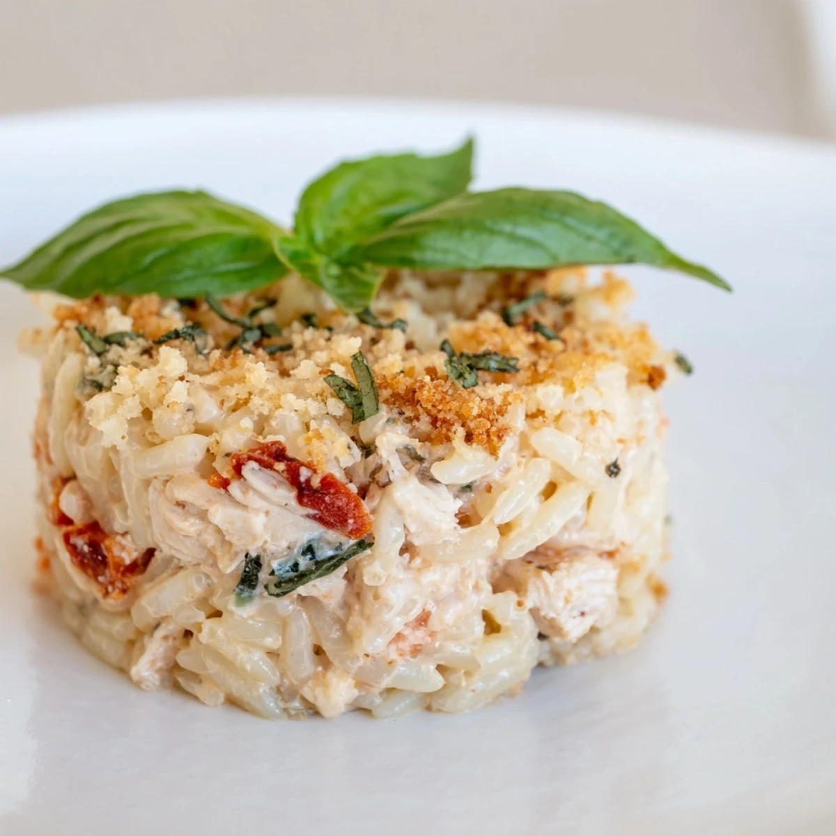 Golden-brown Marry Me Chicken Sushi Bake Cups, creamy orzo-filled, baked to a delicious appetizer.