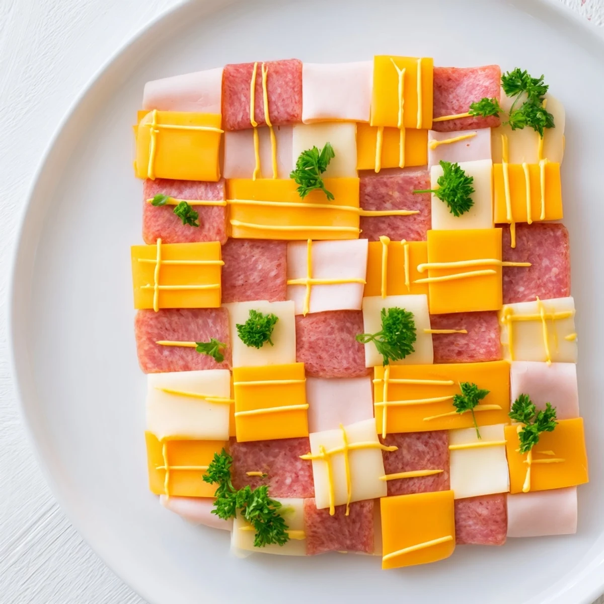 This Patchwork Quilt appetizer plate displays colorful squares enticingly arranged for any party.