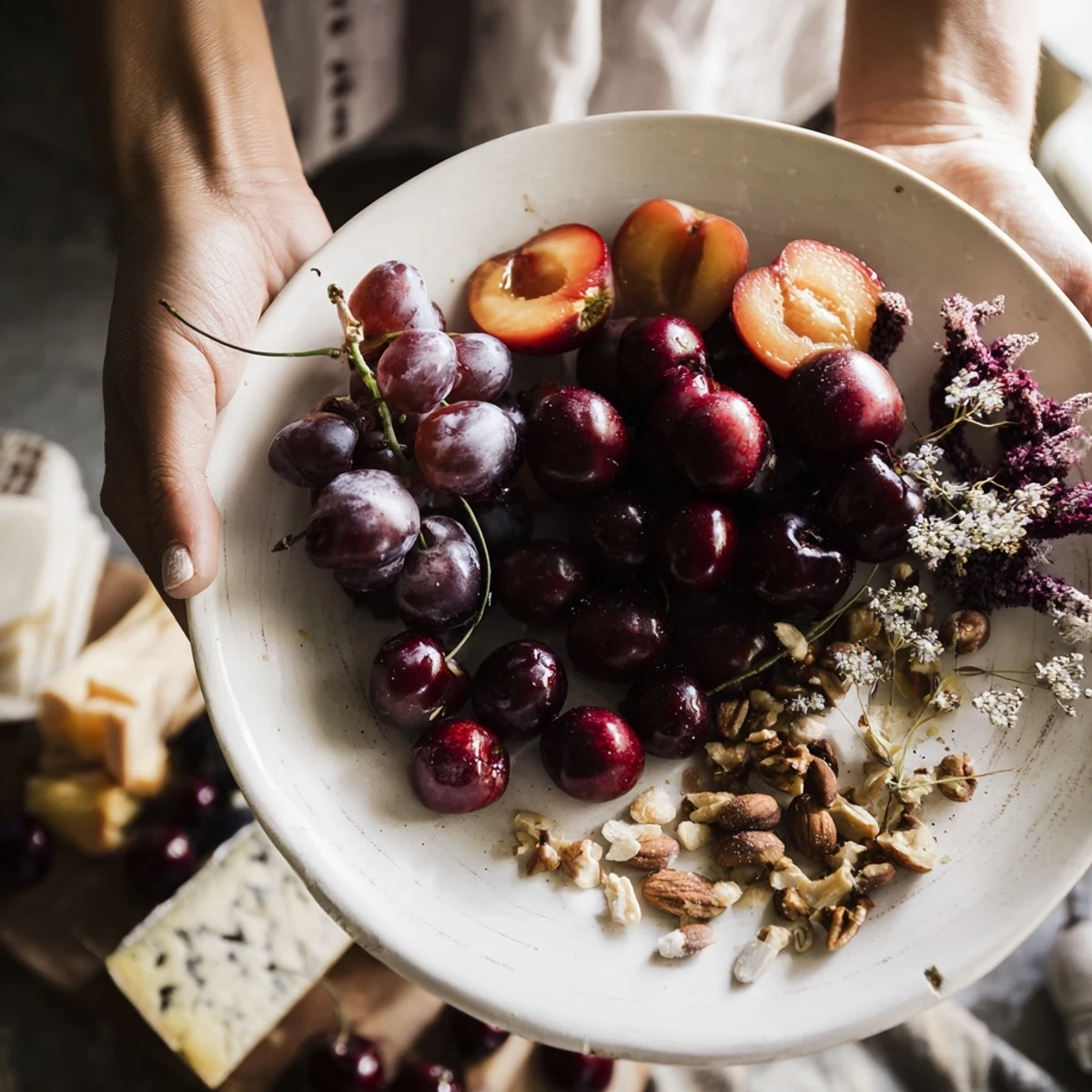 A stunning photo showcasing The Midnight Orchard, ready to serve as an elegant appetizer.