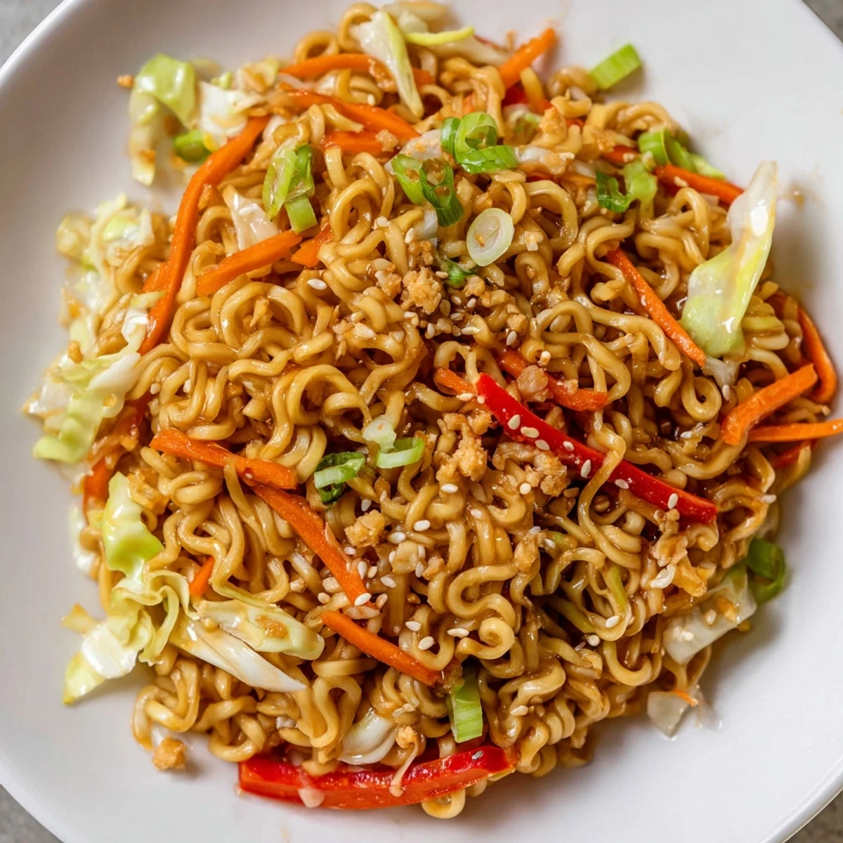 Savory Spicy Ramen Stir Fry, a quick and easy main with tender noodles and crisp veggies.