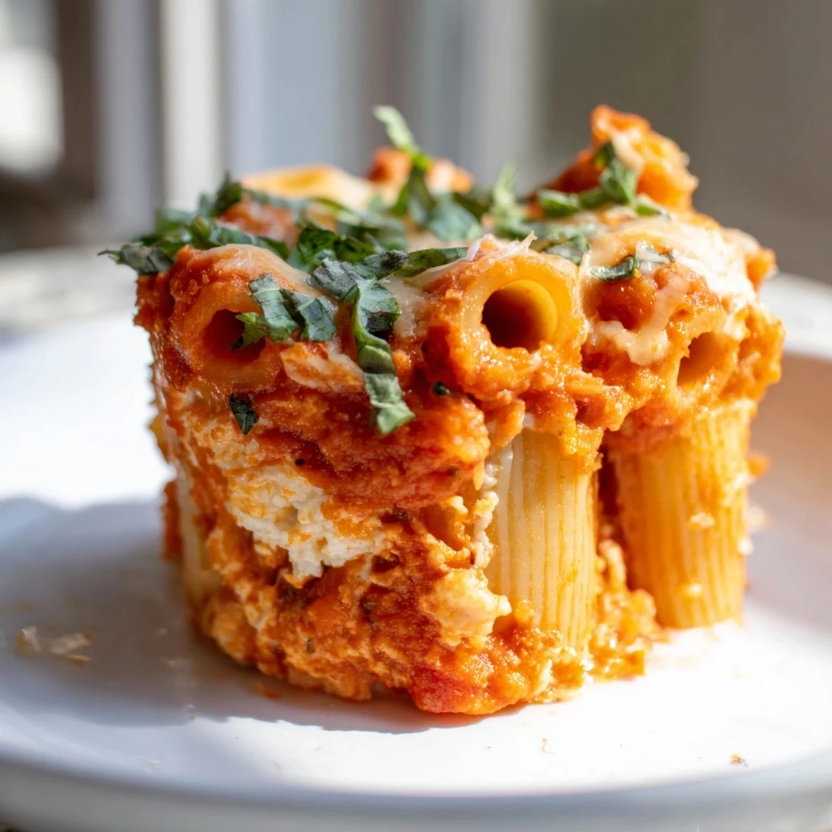 Golden-brown baked ziti cups with melted cheese, a comforting Italian-American main course.