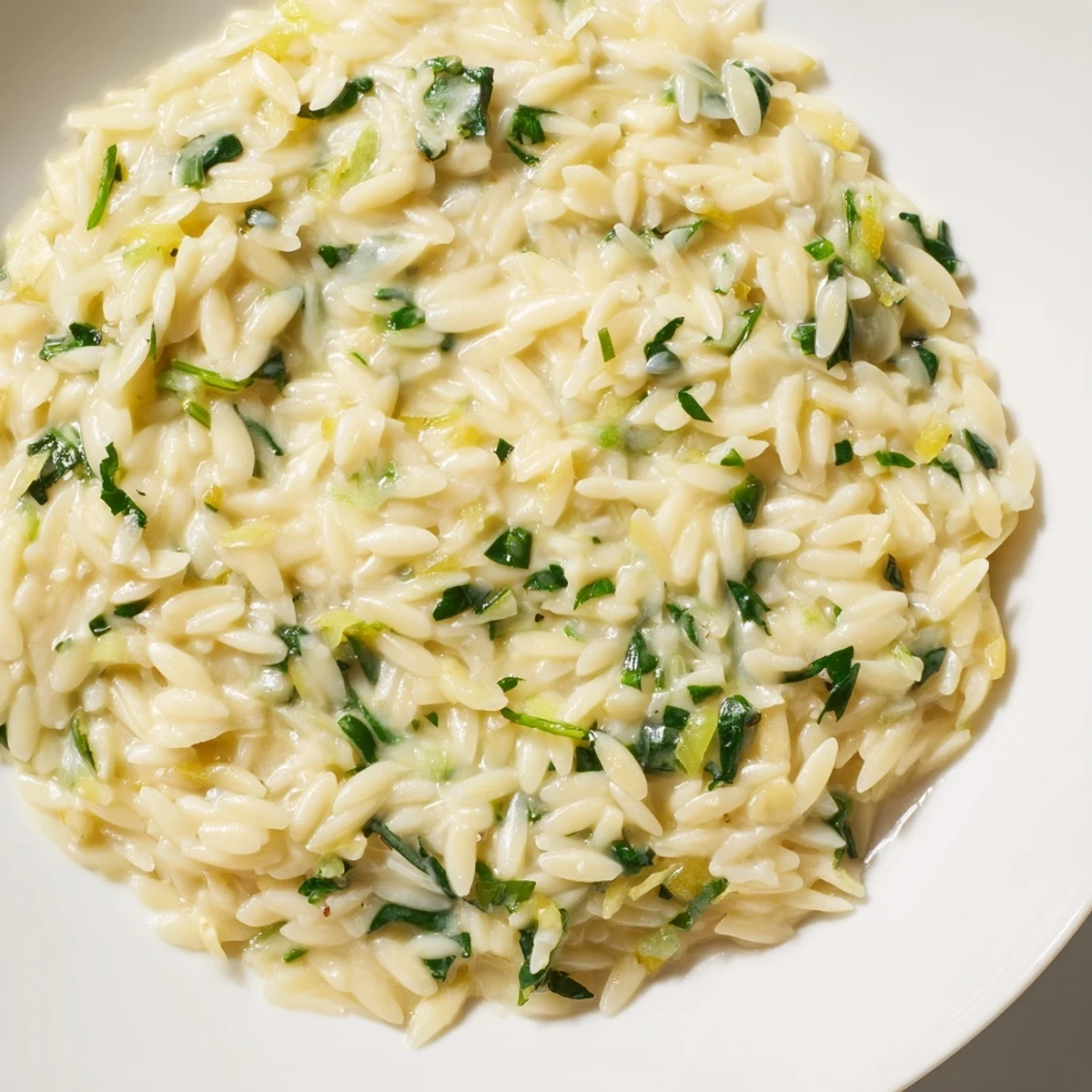 Serving suggestion: Enjoy a delicious bowl of One-Pot Creamy Orzo, topped with a sprinkle of fresh Parmesan.