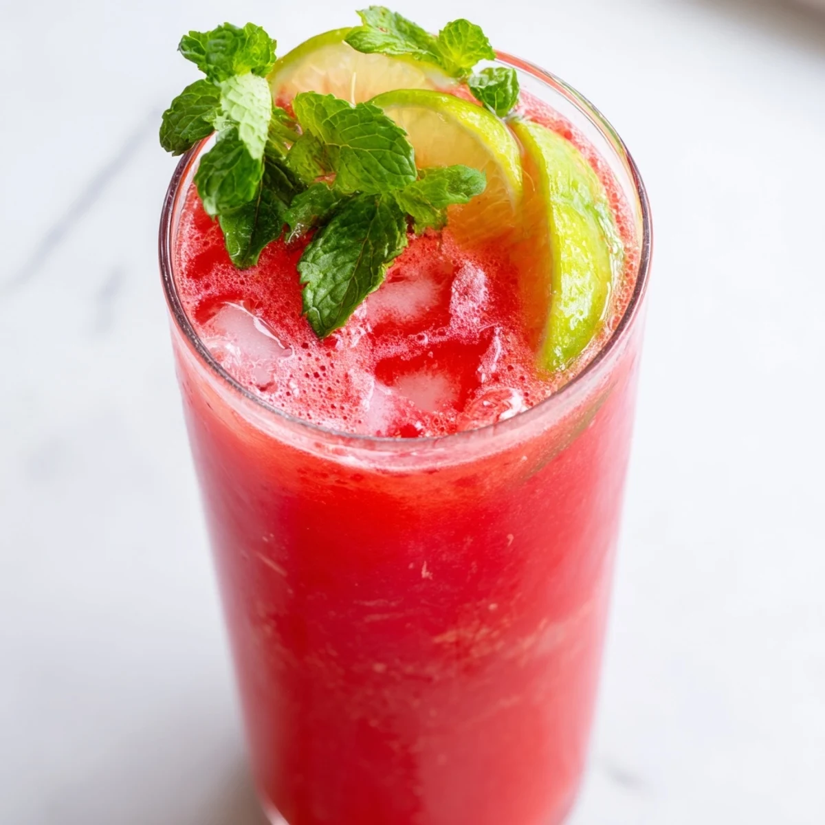 Homemade fruit refresher drinks: A colorful, refreshing blend of strawberry and pineapple, ready to drink.