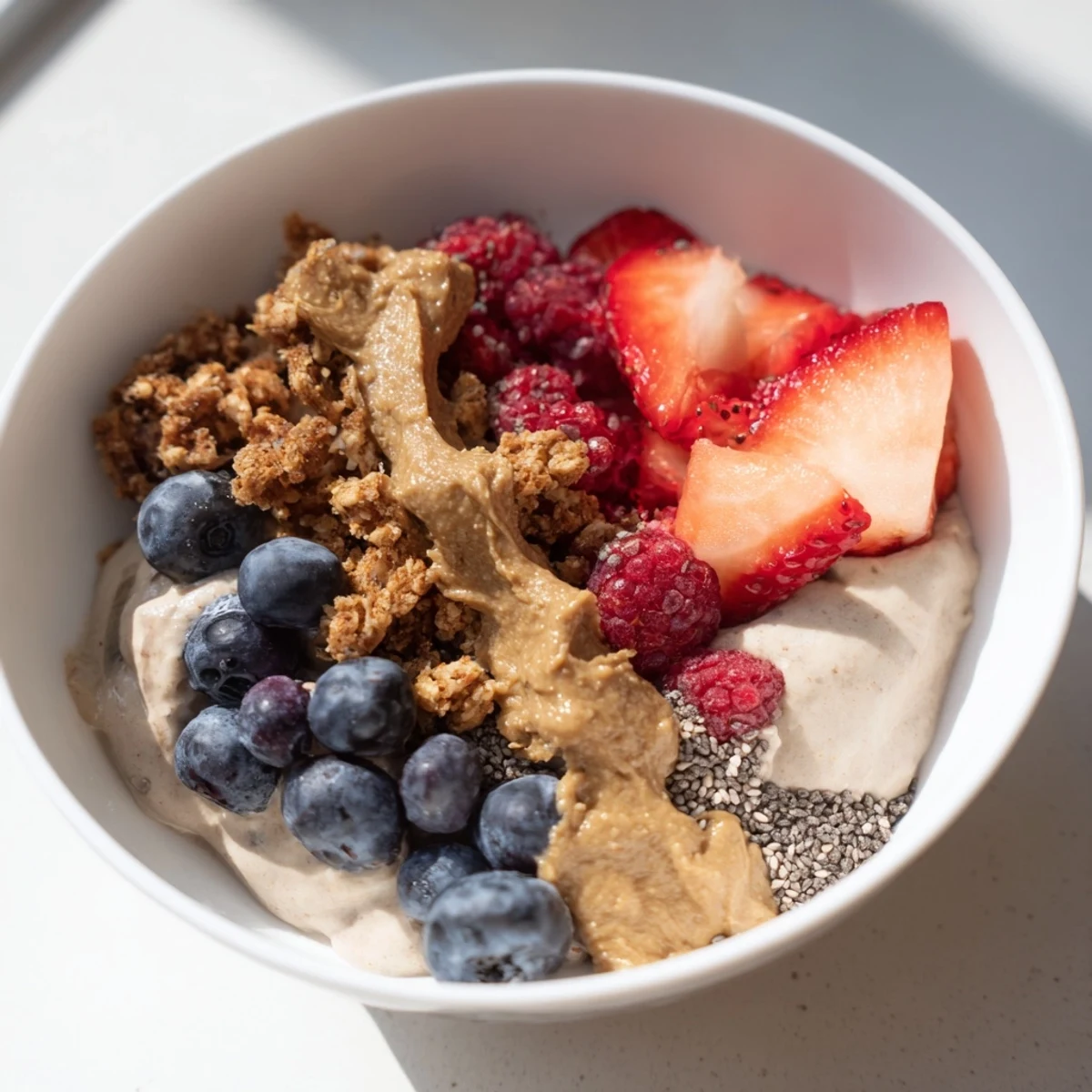 A vibrant photo of protein ice cream bowls, a refreshing and delicious healthy dessert.