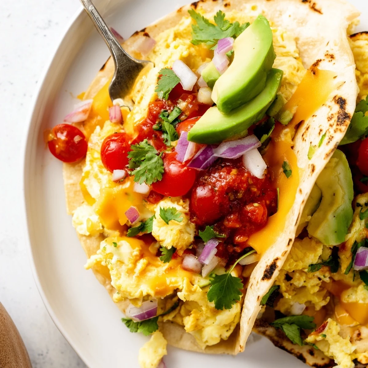 Sheet Pan Breakfast Tacos are served warm with a side of salsa and lime wedges, perfect for a family-style Tex-Mex breakfast.