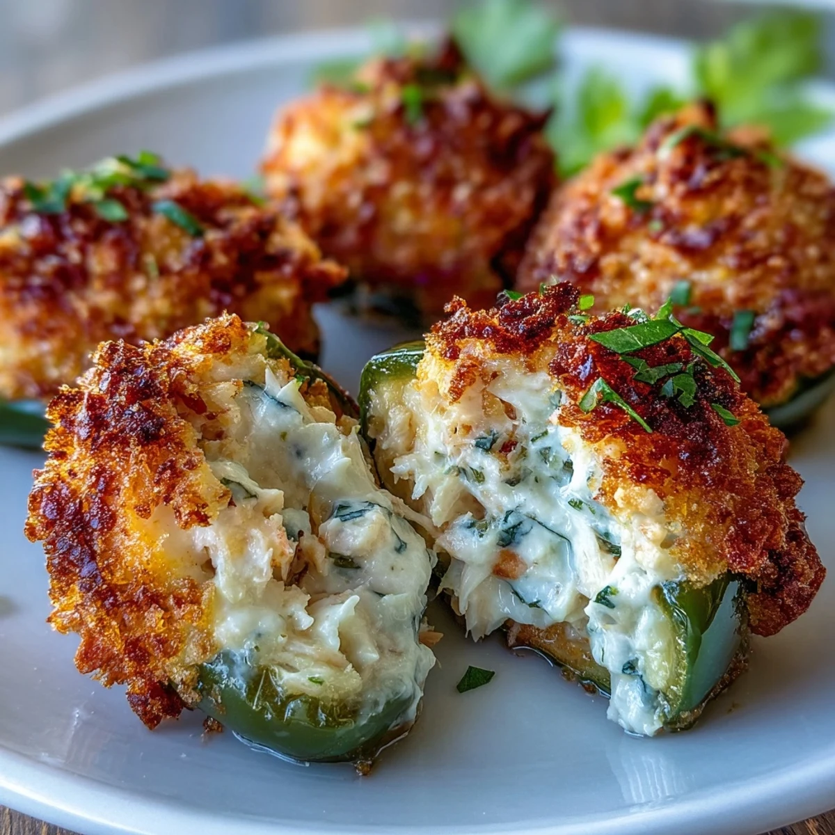 Freshly baked Cajun Crab Poppers served hot from the oven with lemon wedges and creamy dipping sauce.