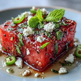 Chili lime watermelon salad with fresh mint, a vibrant, refreshing summer dish.