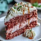 Luscious Bridal Shower Rosé Velvet Cake, frosted and cascading with golden shimmer.