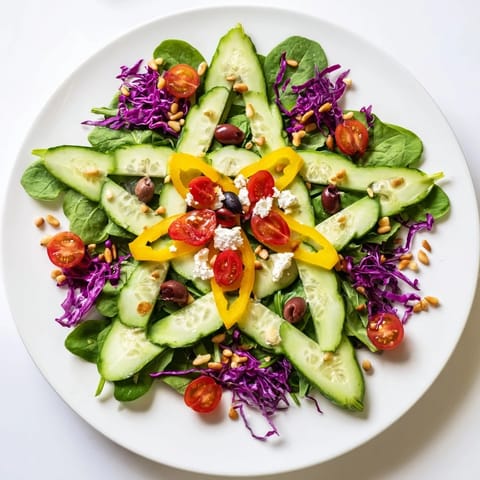 A gorgeous overhead view of the Star of David Salad Platter, ready to be drizzled with dressing.