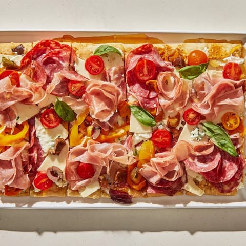 Rustic flatbread rafts appetizer