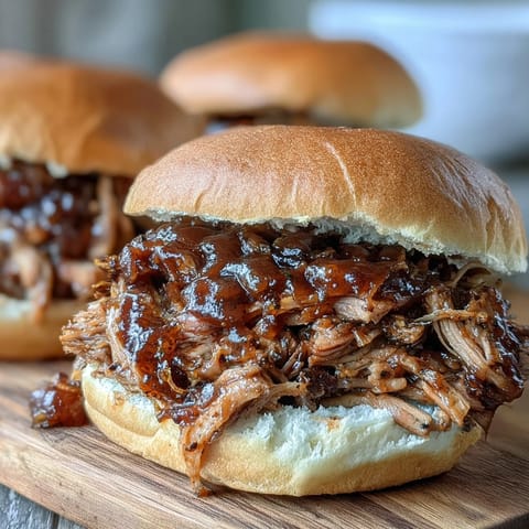 Tender, juicy Applesauce Pulled Pork Sandwiches served warm with a side of tangy apple slaw.