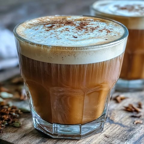 Creamy Hojicha Cortado served warm in a ceramic cup, showcasing its rich, roasted color and delicate milk foam.