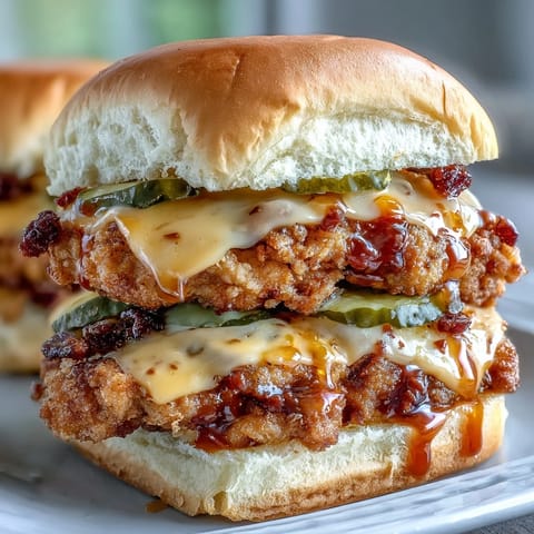 Golden-baked spicy chicken tenders coated in hot honey butter, layered with cheddar and pickles inside soft slider buns for a pull-apart sandwich bake.