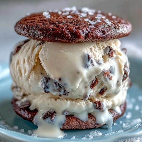 Creamy vanilla bean ice cream layered between soft coffee cookies, inspired by the flavors of a classic Frappuccino.  