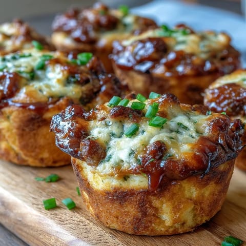 2. Moist, tender cornbread muffins swirled with smoky barbecue sauce and sharp cheddar, ideal for festive meals.  