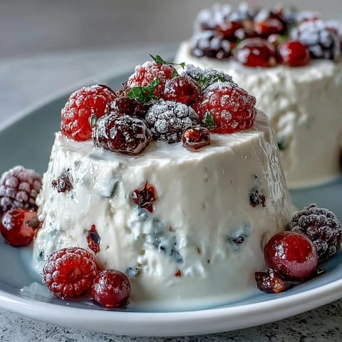Frozen yogurt berry bark with fresh strawberries and blueberries on a white plate, perfect for a healthy summer snack or dessert.