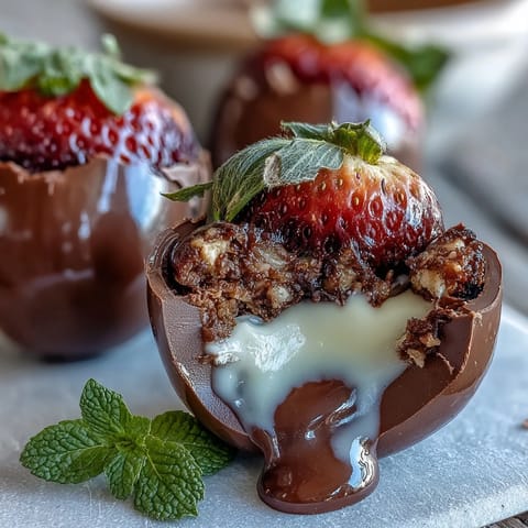 Luxurious Easter treat: Dubai-inspired strawberry chocolate eggs filled with crunchy hazelnut and crisped rice for a festive bite.