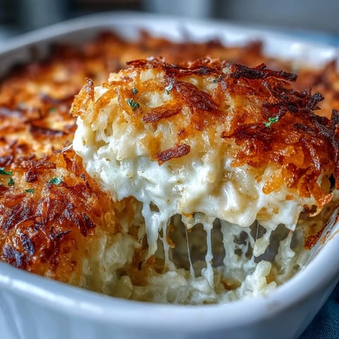 A golden-baked cheesy hash brown casserole with crispy cornflake topping, perfect for Easter brunch or holiday gatherings.