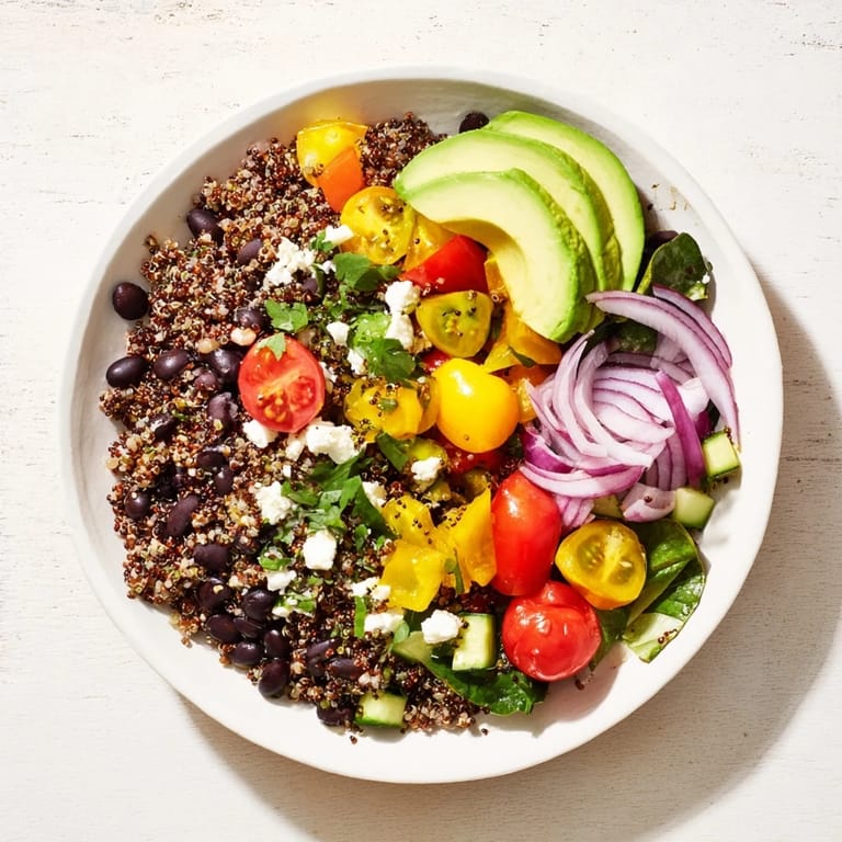 Enjoy a refreshing scoop of Poppy-Bright Colorful Quinoa and Black Bean Salad, perfect for any lunch!