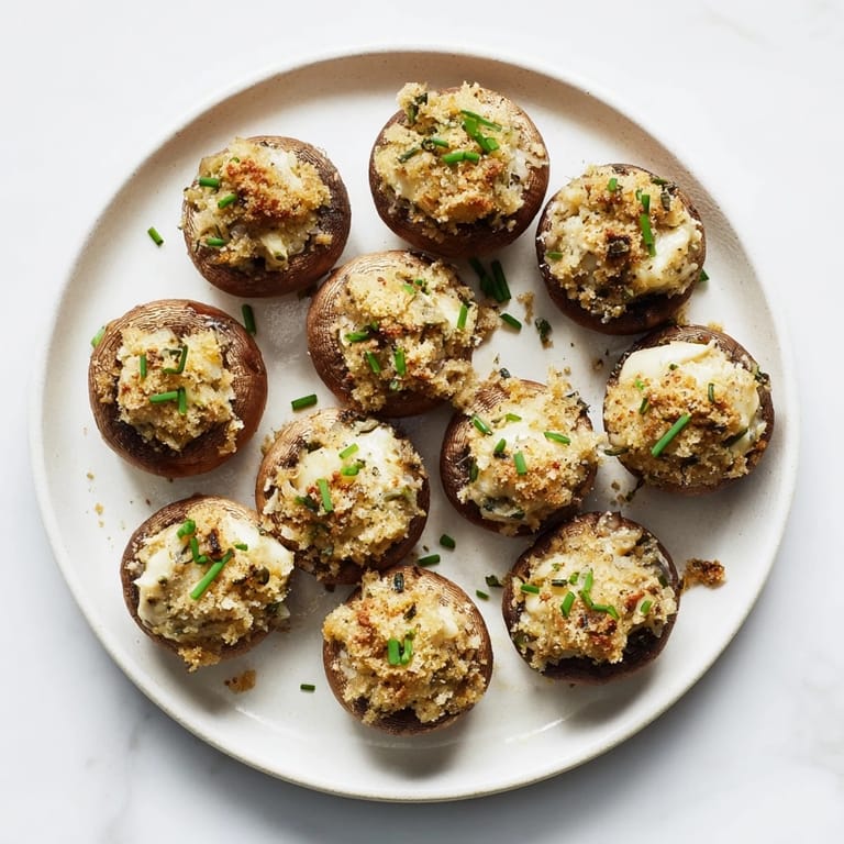 Appetizing display of Stuffed Mushroom Caps, baked to perfection and perfect for your next gathering.
