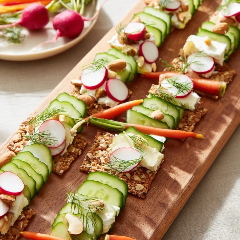 See this beautiful Zen Balance, a minimalist appetizer with fresh herbs, ready for a gathering's start.