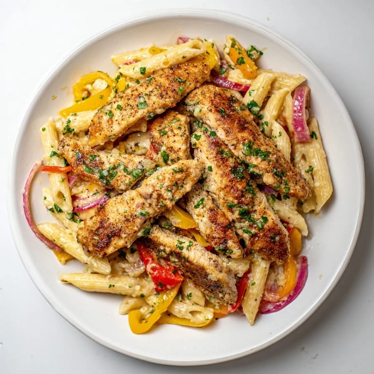 A steaming bowl of flavorful Cajun Chicken Pasta, ready to savor for dinner tonight.