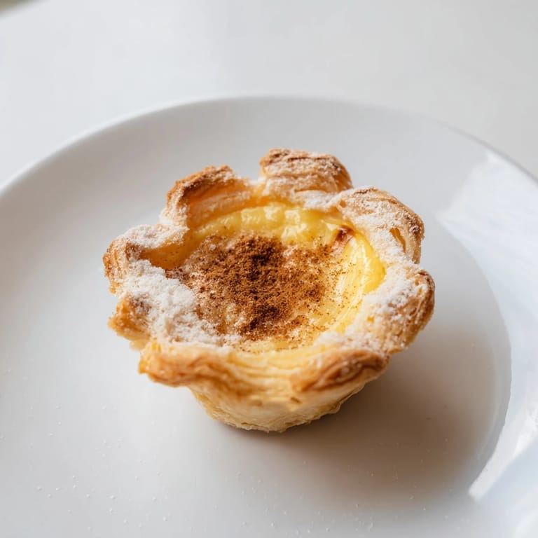 Warm and delightful, these Portuguese Egg Tarts showcase a sweet, baked custard within a crispy shell.