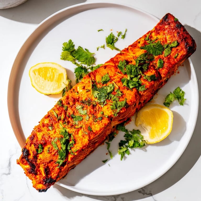 Enjoy flaky Indian Tikka Salmon, a beautifully cooked, delicious and healthy weeknight dinner.