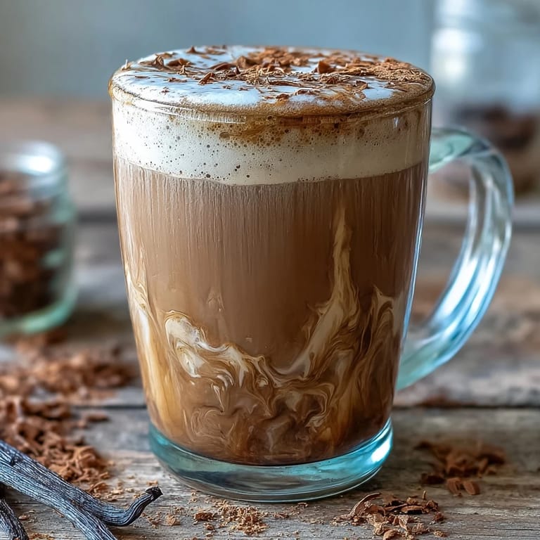 A warm Hojicha Latte with Vanilla Extract served in a glass mug, showcasing creamy oat milk and a hint of maple syrup sweetness.