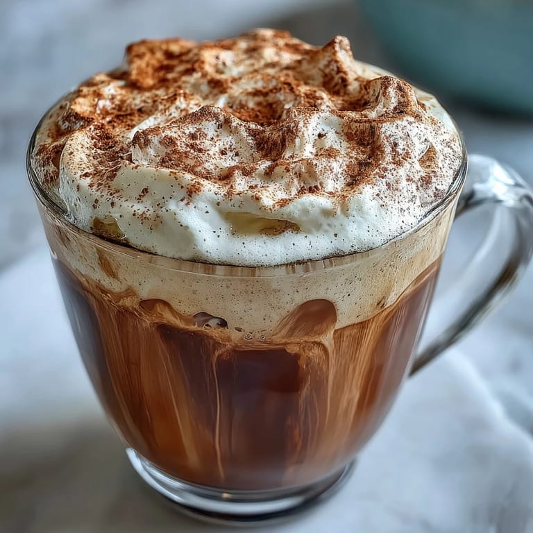 A cozy Japanese Hojicha Macchiato served in a small cup, topped with a delicate milky dot.