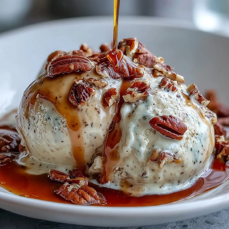 Delicious Hojicha Affogato served in a glass, topped with crushed almonds and sweet red bean paste.