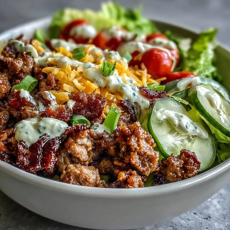 Deconstructed Cheeseburger Bowls with melty cheddar and a rich burger-style sauce perfect for easy meal prep.