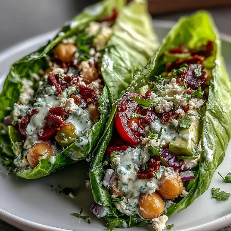 Healthy Spring Clean Avocado Chickpea Salad Wraps featuring crunchy lettuce leaves, creamy avocado, and zesty dressing—perfect light lunch or gluten-free snack.