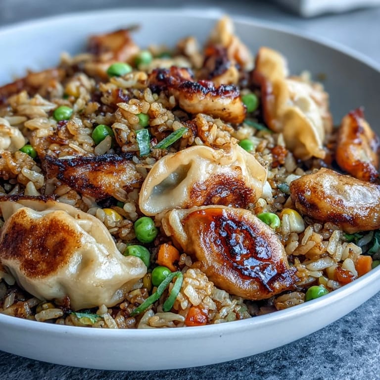 Aromatic Trader Joe's Dumpling Fried Rice topped with fresh cilantro and sesame seeds, perfect for a quick dinner.