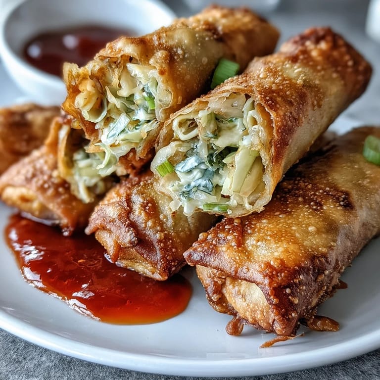 Light and crispy spring rolls bursting with cabbage, carrots, and mushrooms, served alongside a tangy sweet chili dipping sauce.