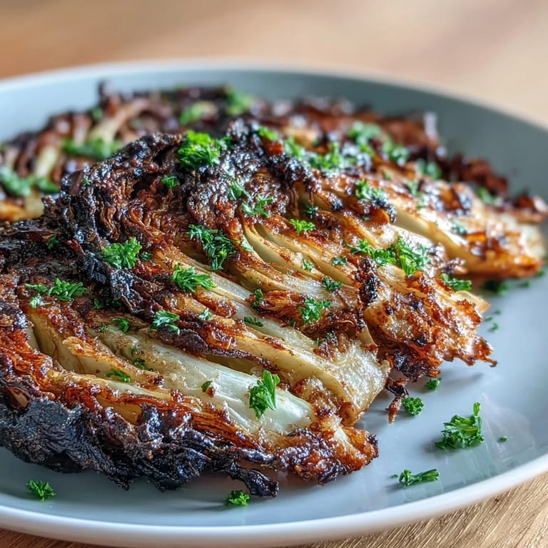 Crispy cabbage rounds air-fried until golden, topped with savory garlic butter and fresh parsley.  