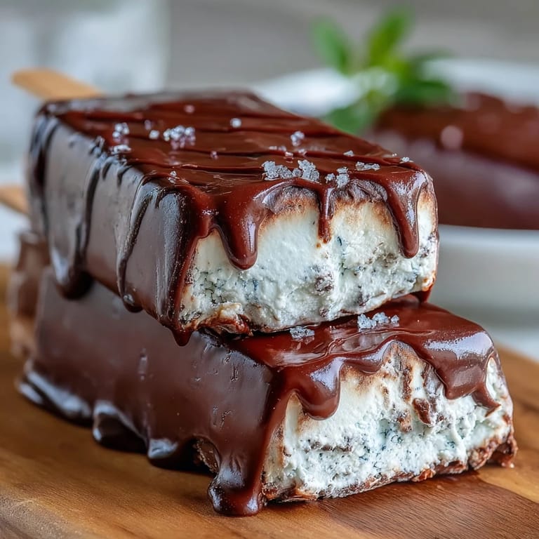 Delicious homemade frozen coffee pops layered with velvety vanilla bean and a smooth chocolate fudge topping.  