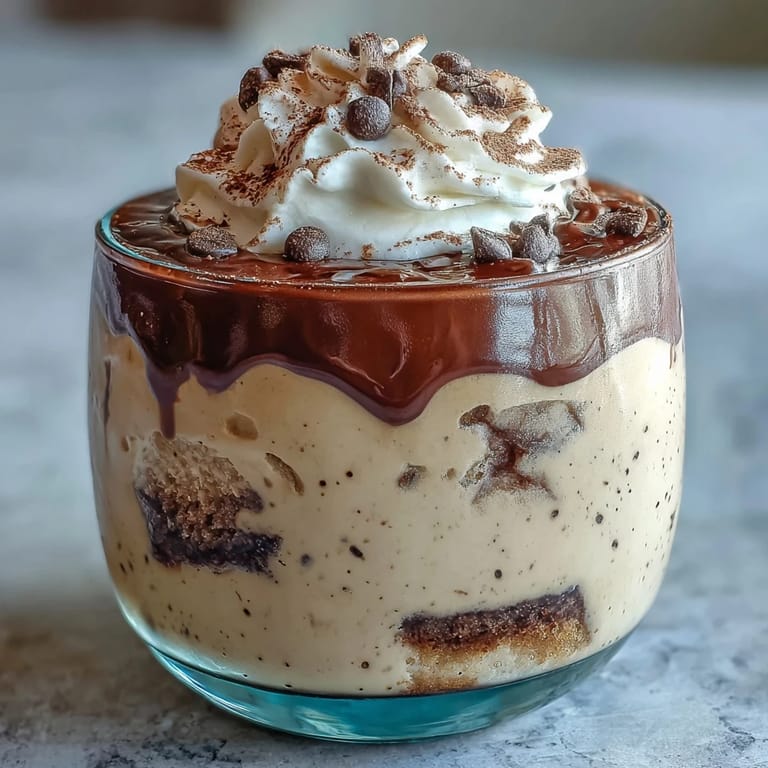 Rich vanilla bean mascarpone cream and coffee-dipped ladyfingers in elegant glass cups, topped with cocoa powder and chocolate shavings.