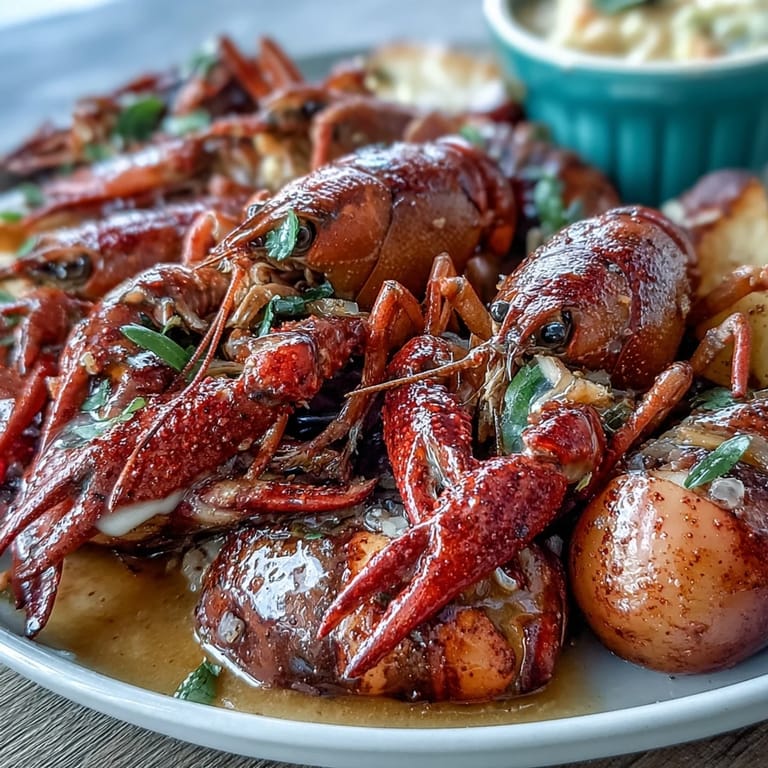A vibrant Cajun crawfish boil featuring spicy crawfish, sweet corn, and tender potatoes, perfect for a festive Southern gathering.