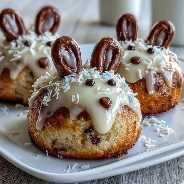 Festive mini bunny cakes featuring moist vanilla cake, creamy frosting, and playful candy decorations, ideal for springtime celebrations.