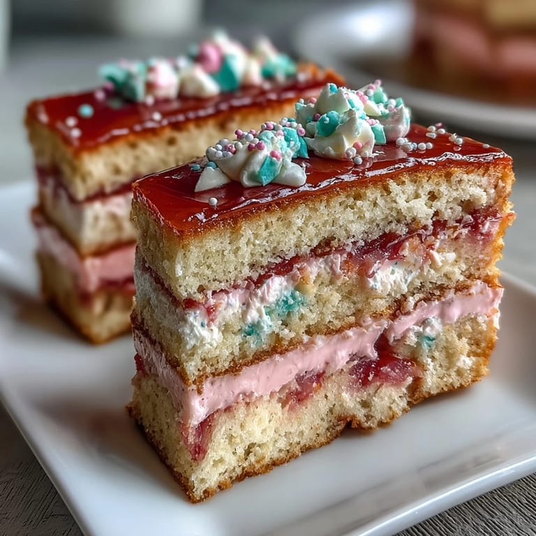 Layered sponge cake featuring delicate ombre gradients in pastel pink and yellow, perfect for birthdays and special occasions.  