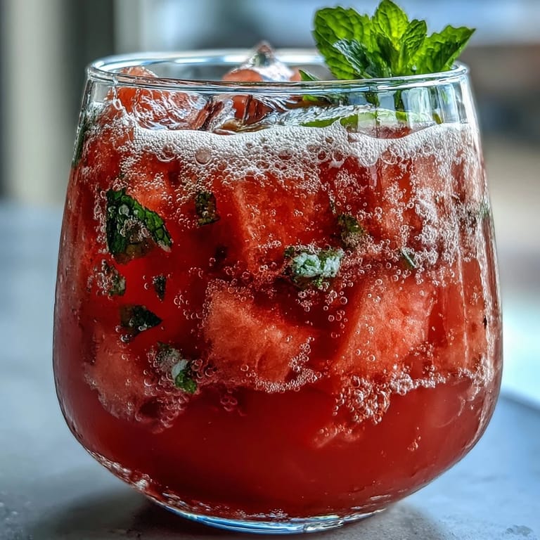 Bright pink watermelon lime sparkling punch in a clear pitcher, garnished with lime wheels and mint for a refreshing drink.