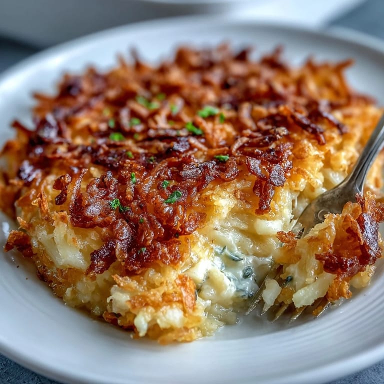 Creamy and comforting cheesy hash brown casserole, bubbling with melted cheddar and tender shredded potatoes, served hot from the oven.