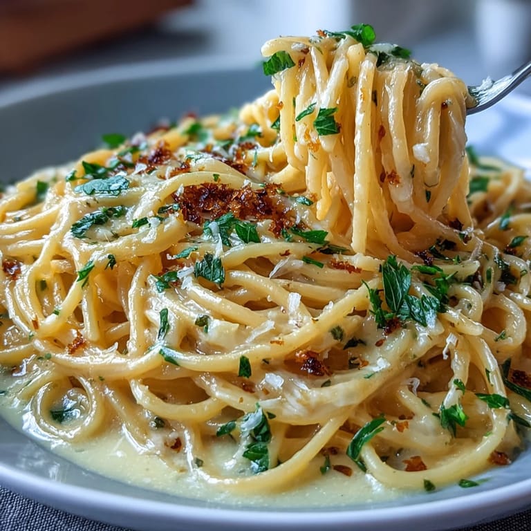 Close-up of Easy Lemon Butter Pasta tossed in vibrant lemon butter sauce, garnished with parsley and lemon zest